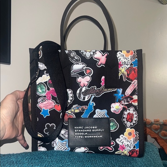 Marc Jacobs Handbags - Marc Jacobs Black Tote with Colorful Sticker-Print Spring 2026